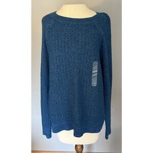 GAP Sweater Textured‎ Marled NWT Crewneck Sz LG Blue Comfy Lightweight Casual